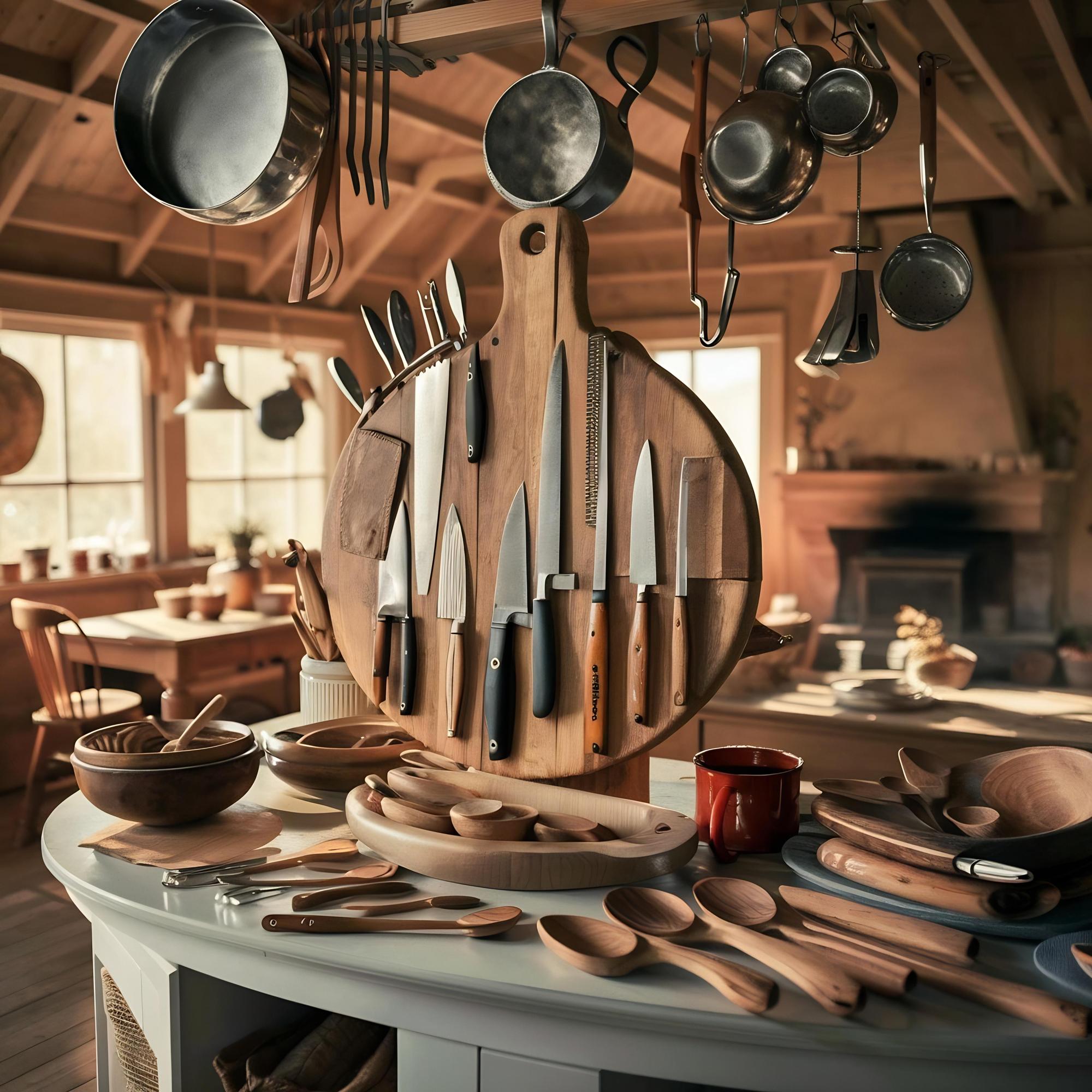 Interno dell'atelier con attrezzi e tavoli