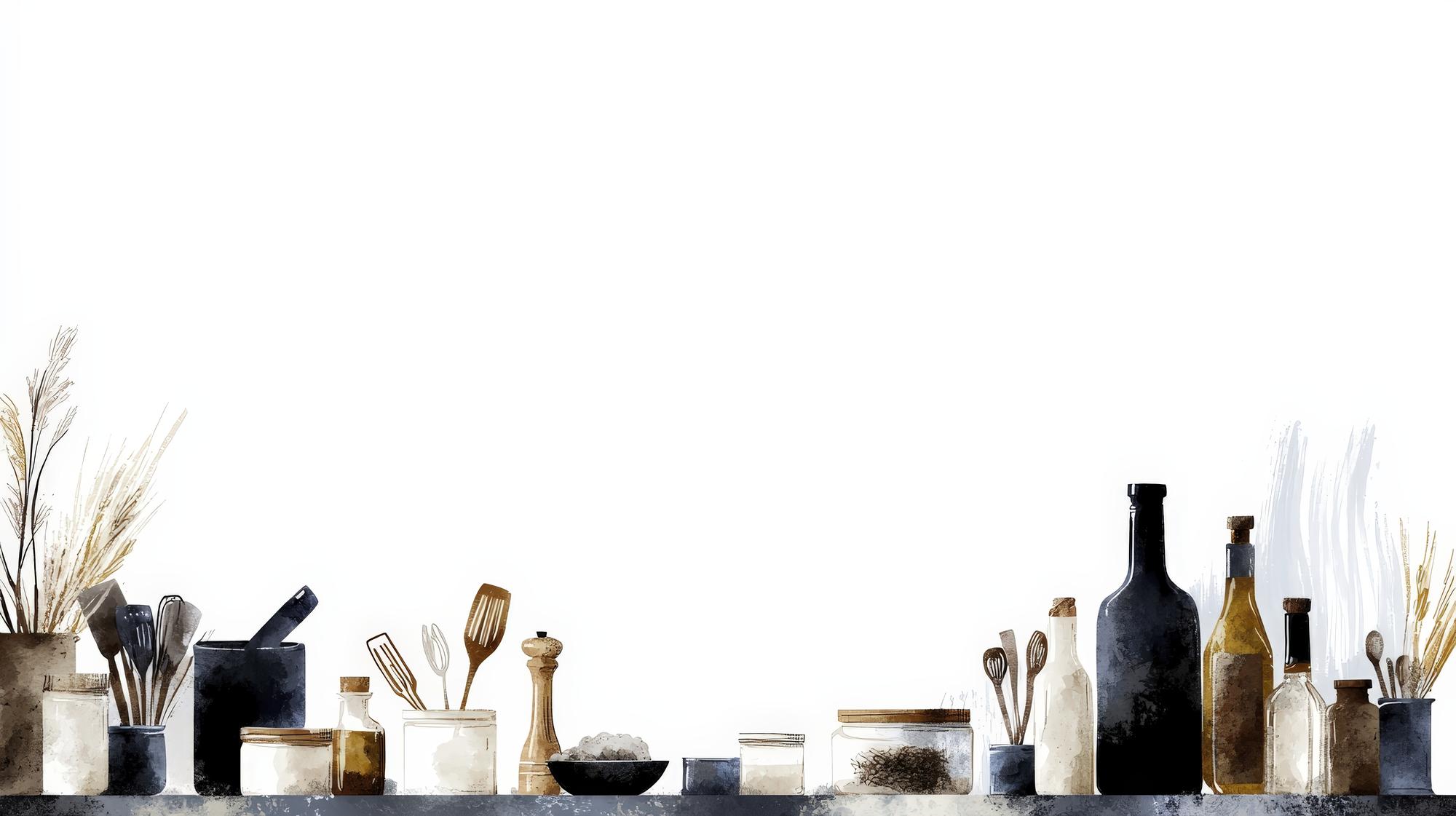 Vetrina dell'atelier con attrezzature da cucina