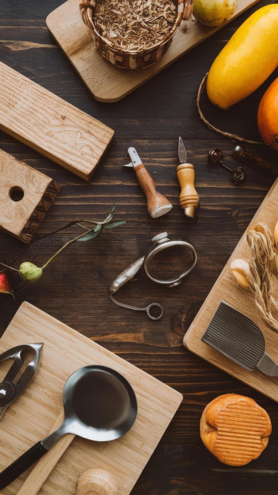 Banco di lavoro con ingredienti